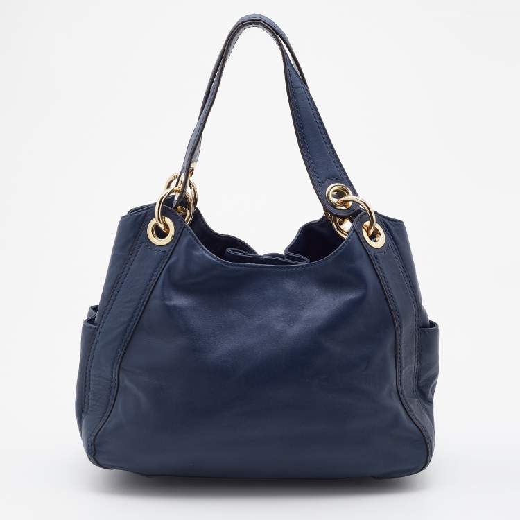 Pre Owned MICHAEL Michael Kors Blue Leather Ludlow Drawstring Shoulder Bag