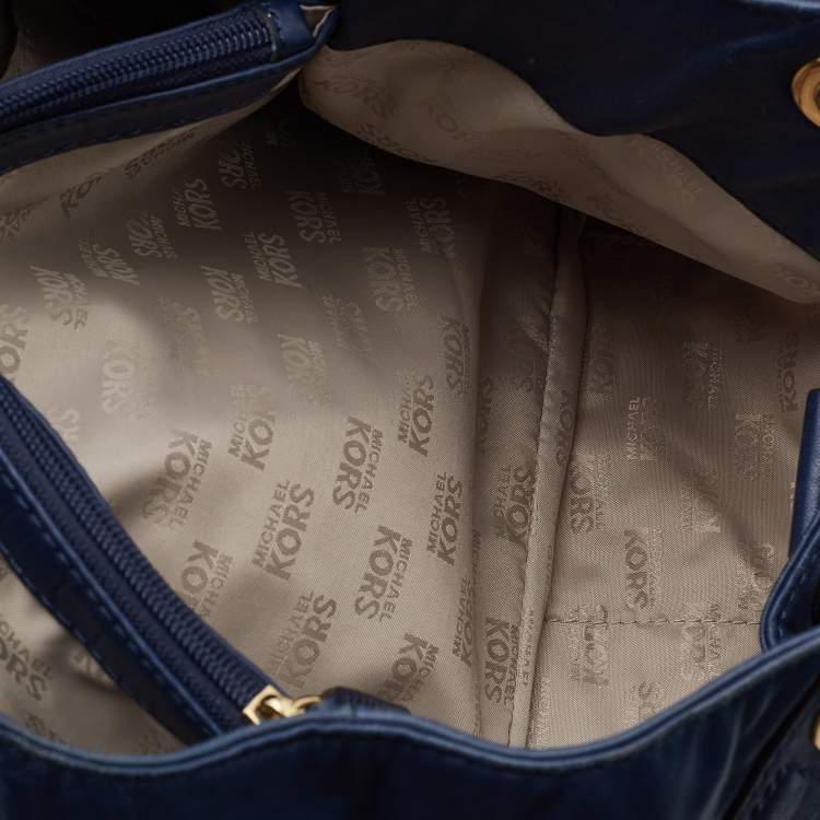 Pre Owned MICHAEL Michael Kors Blue Leather Ludlow Drawstring Shoulder Bag