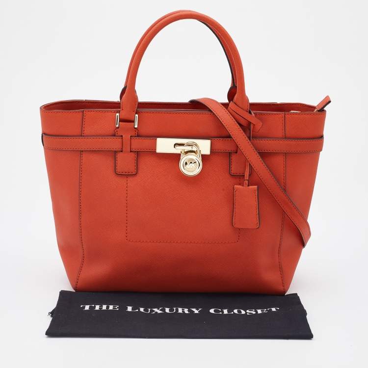 مملوكة مسبقًا MICHAEL Michael Kors Orange Leather Hamilton Tote
