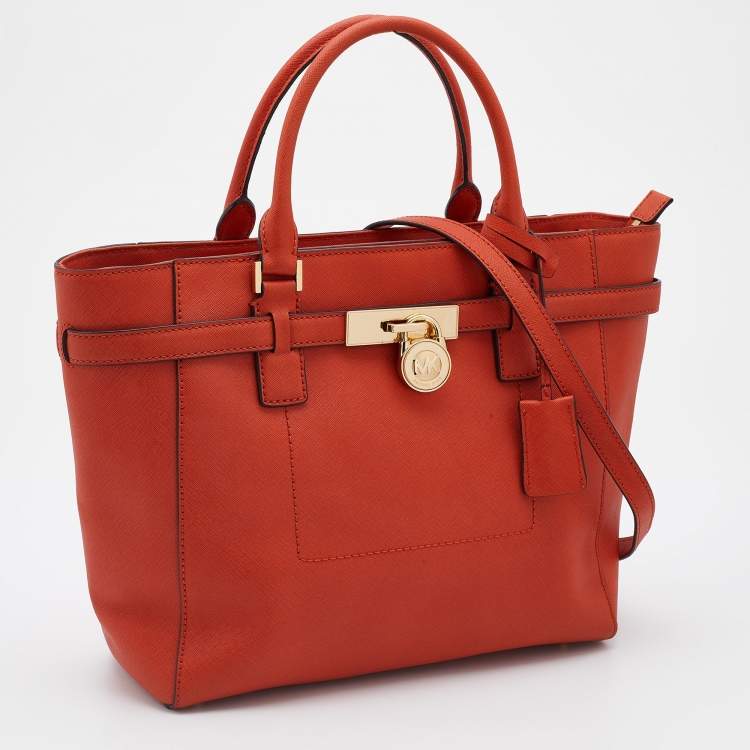 مملوكة مسبقًا MICHAEL Michael Kors Orange Leather Hamilton Tote