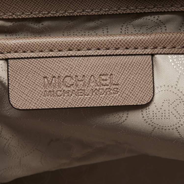 Pre Owned MICHAEL Michael Kors Beige Leather Medium Jet Set Travel Tote