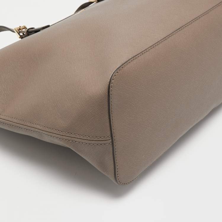 Pre Owned MICHAEL Michael Kors Beige Leather Medium Jet Set Travel Tote