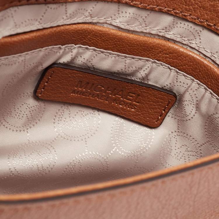 Pre Owned MICHAEL Michael Kors Brown Leather East West Hamilton Flap Crossbody Bag