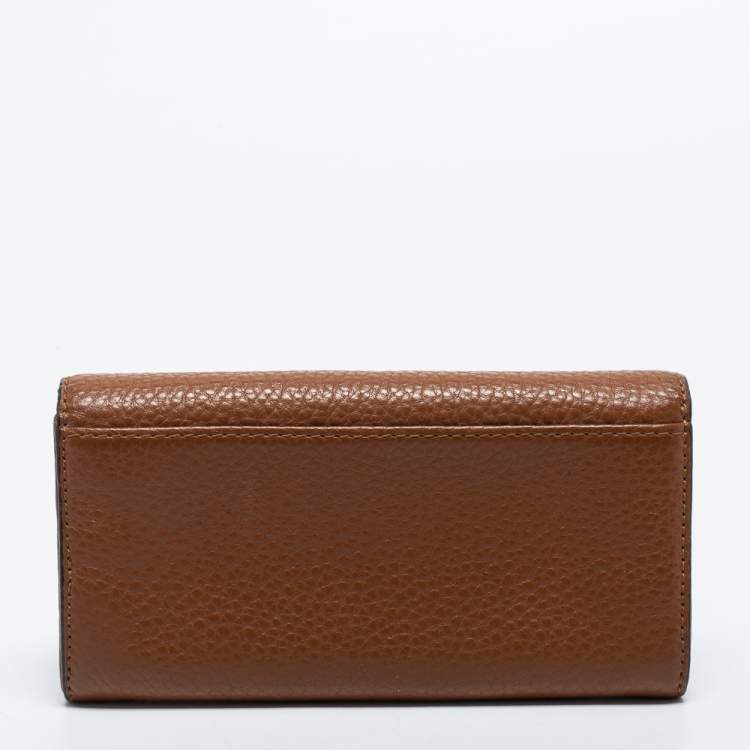 Pre Owned MICHAEL Michael Kors Brown Leather Fulton Flap Continental Wallet