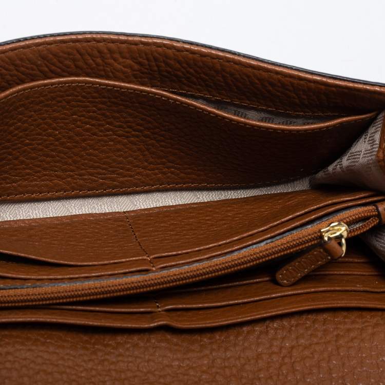 Pre Owned MICHAEL Michael Kors Brown Leather Fulton Flap Continental Wallet
