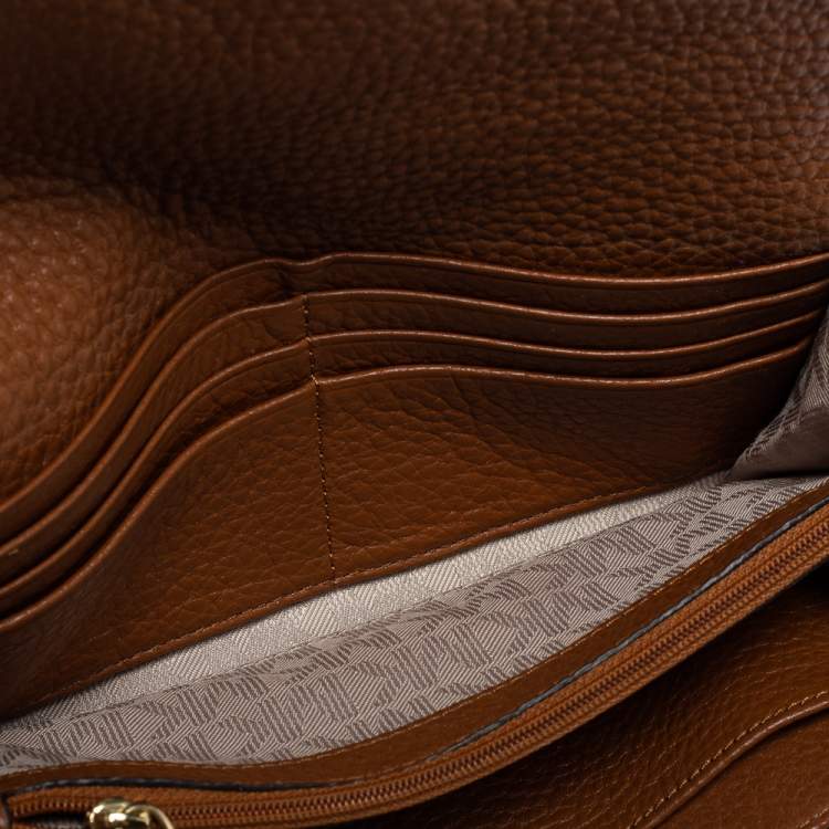 Pre Owned MICHAEL Michael Kors Brown Leather Fulton Flap Continental Wallet