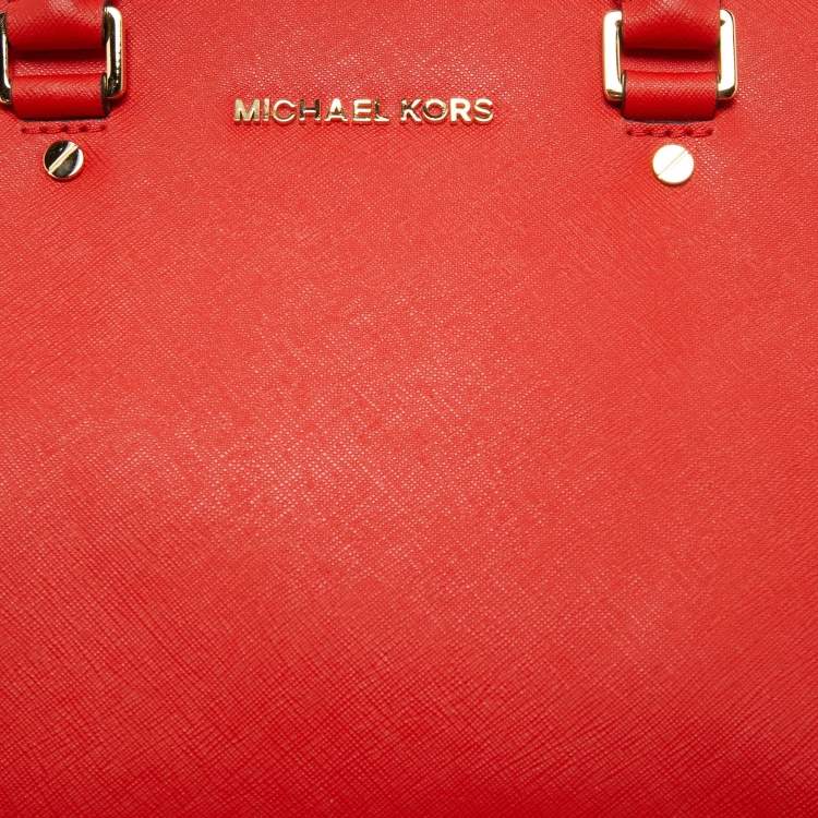Pre Owned MICHAEL Michael Kors Red Leather Medium Selma Satchel