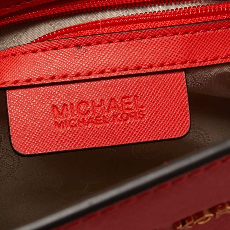 Pre Owned MICHAEL Michael Kors Red Leather Medium Selma Satchel