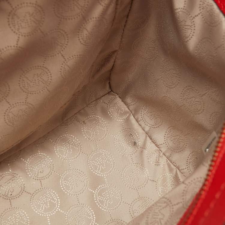 Pre Owned MICHAEL Michael Kors Red Leather Medium Selma Satchel