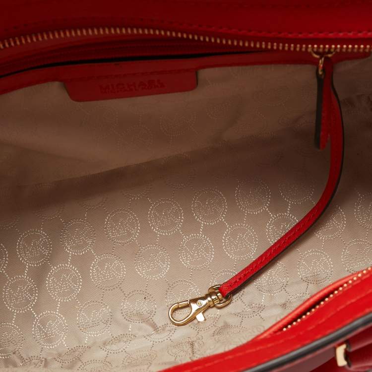 Pre Owned MICHAEL Michael Kors Red Leather Medium Selma Satchel