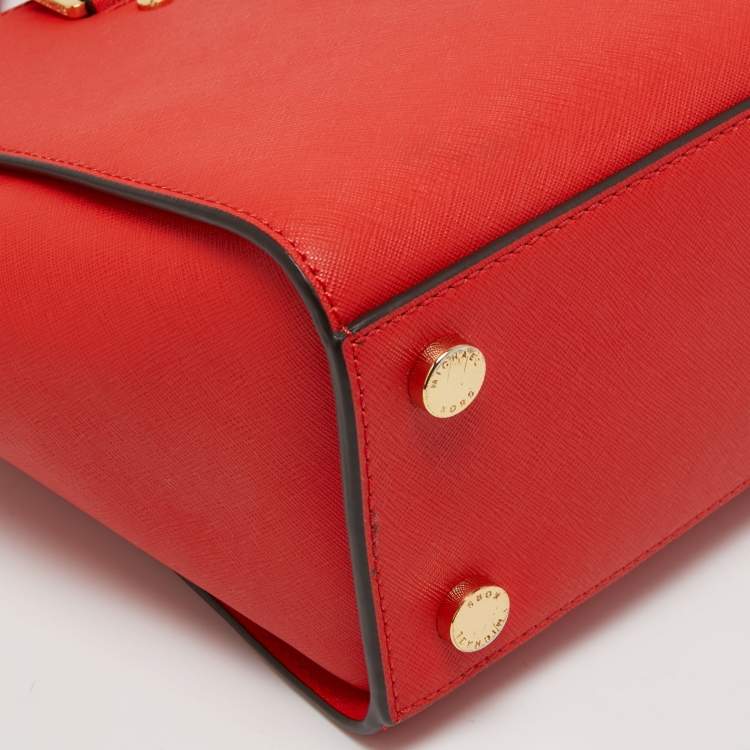 Pre Owned MICHAEL Michael Kors Red Leather Medium Selma Satchel