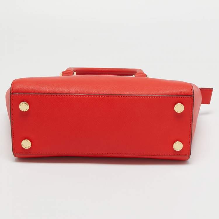 Pre Owned MICHAEL Michael Kors Red Leather Medium Selma Satchel