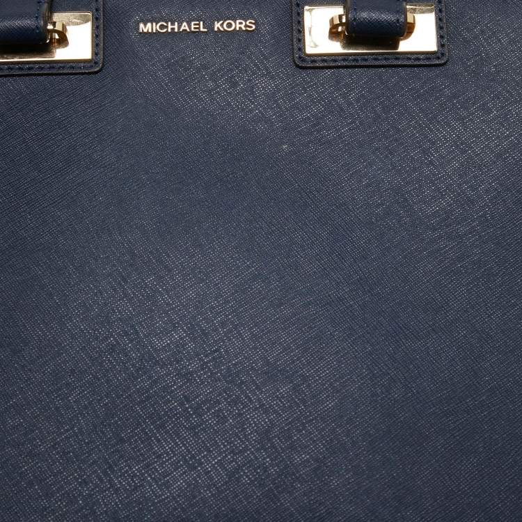 Pre Owned MICHAEL Michael Kors Navy Blue Leather Tote
