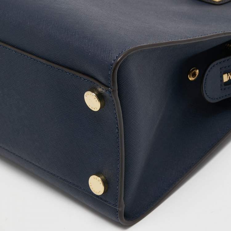 Pre Owned MICHAEL Michael Kors Navy Blue Leather Tote