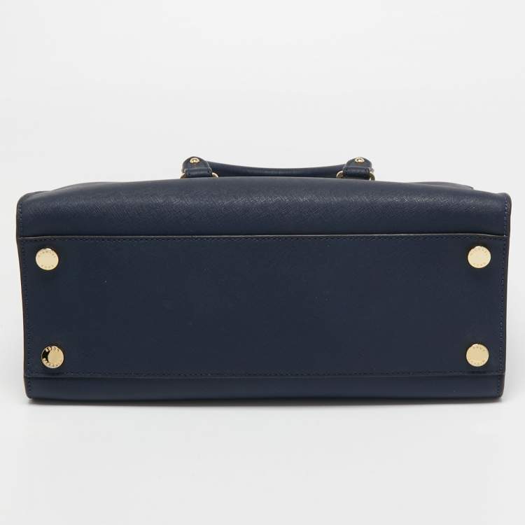 Pre Owned MICHAEL Michael Kors Navy Blue Leather Tote