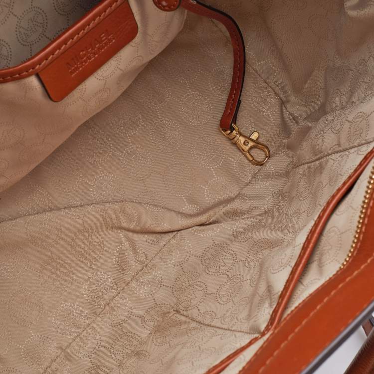 Pre Owned MICHAEL Michael Kors Brown Signature Coated Canvas and Leather Large Selma Tote