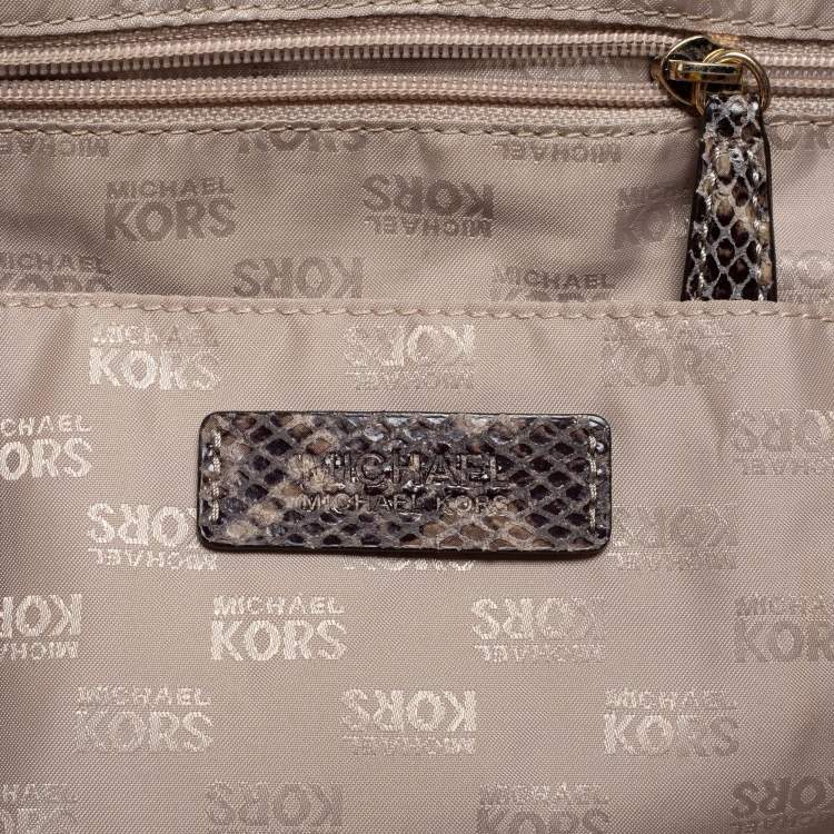 مملوكة مسبقًا MICHAEL Michael Kors Black/Grey Python Embossed Leather and Suede Tote