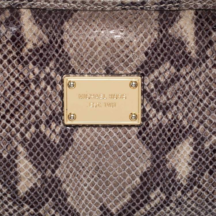 مملوكة مسبقًا MICHAEL Michael Kors Black/Grey Python Embossed Leather and Suede Tote