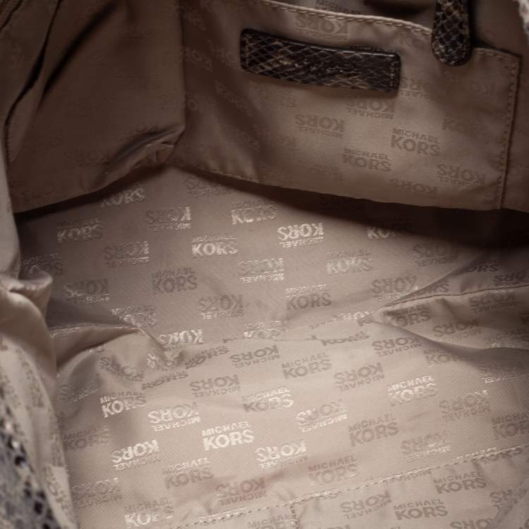 مملوكة مسبقًا MICHAEL Michael Kors Black/Grey Python Embossed Leather and Suede Tote