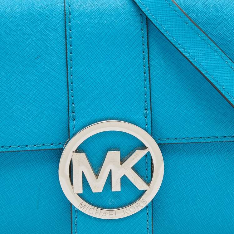 Pre Owned MICHAEL Michael Kors Blue Leather Fulton Crossbody Bag