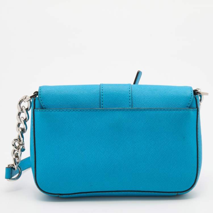 Pre Owned MICHAEL Michael Kors Blue Leather Fulton Crossbody Bag