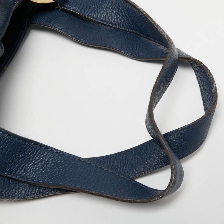 مملوكة مسبقًا MICHAEL Michael Kors Navy Blue Leather Fulton East West Tote