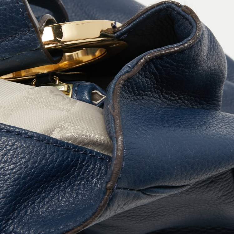 مملوكة مسبقًا MICHAEL Michael Kors Navy Blue Leather Fulton East West Tote