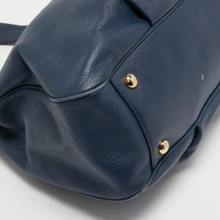مملوكة مسبقًا MICHAEL Michael Kors Navy Blue Leather Fulton East West Tote