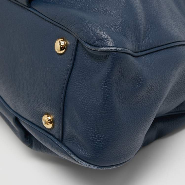 مملوكة مسبقًا MICHAEL Michael Kors Navy Blue Leather Fulton East West Tote