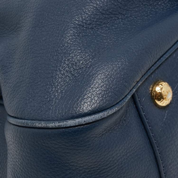 مملوكة مسبقًا MICHAEL Michael Kors Navy Blue Leather Fulton East West Tote