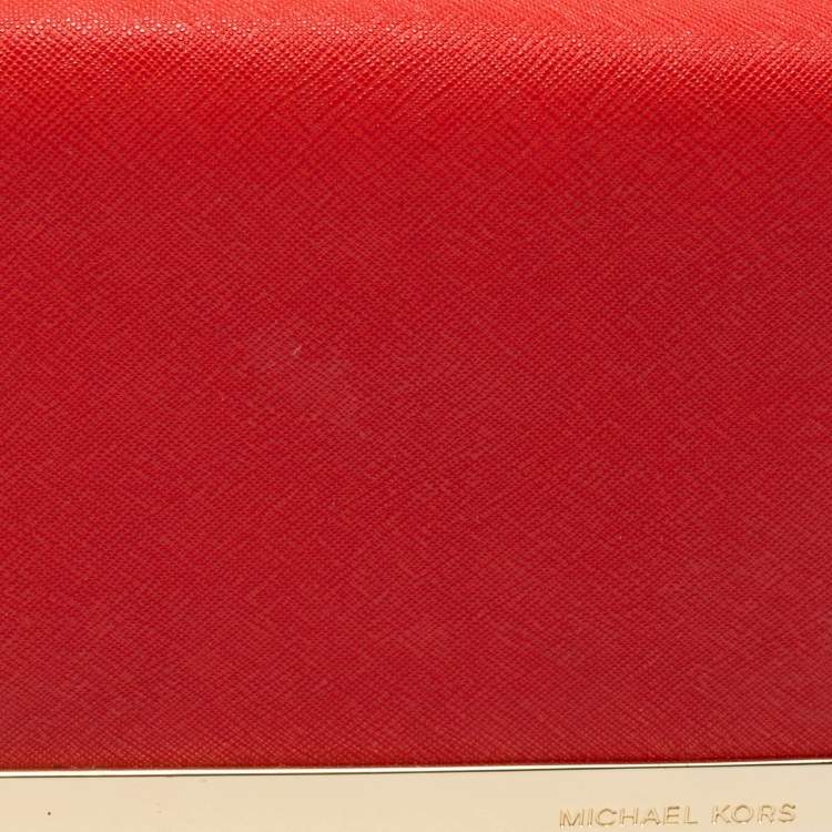 Pre Owned MICHAEL Michael Kors Red Leather Tilda Clutch Bag