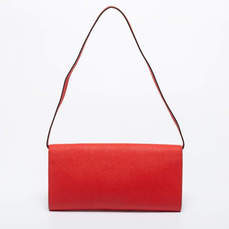Pre Owned MICHAEL Michael Kors Red Leather Tilda Clutch Bag