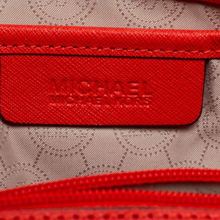 Pre Owned MICHAEL Michael Kors Red Leather Tilda Clutch Bag