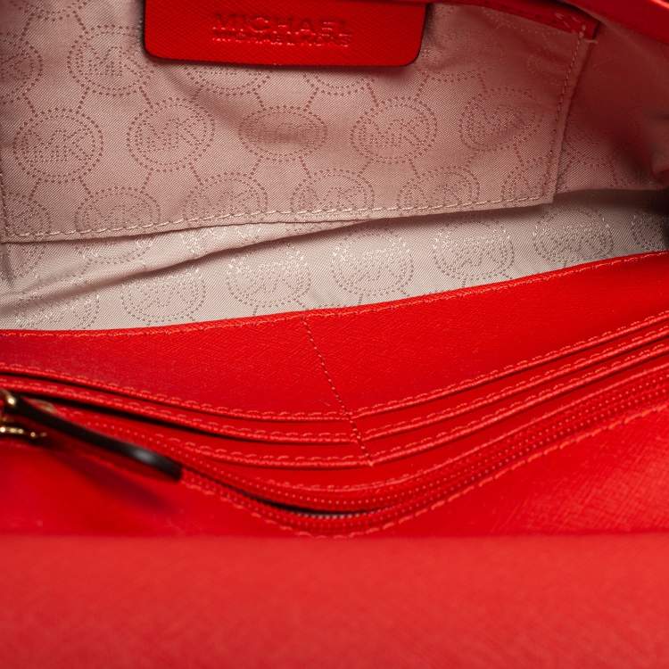 Pre Owned MICHAEL Michael Kors Red Leather Tilda Clutch Bag