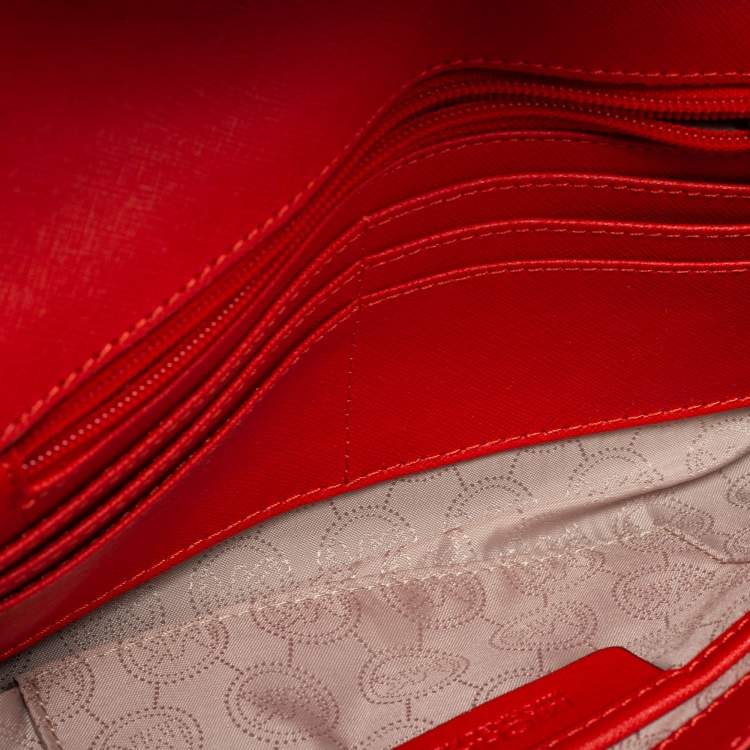 Pre Owned MICHAEL Michael Kors Red Leather Tilda Clutch Bag