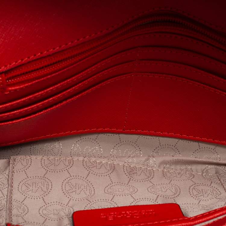Pre Owned MICHAEL Michael Kors Red Leather Tilda Clutch Bag