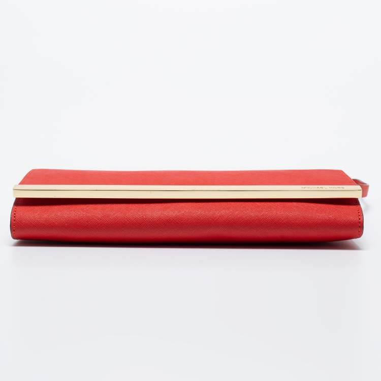 Pre Owned MICHAEL Michael Kors Red Leather Tilda Clutch Bag