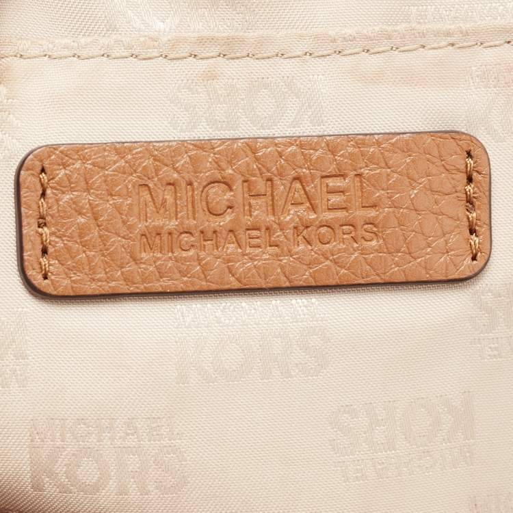 Pre Owned MICHAEL Michael Kors Brown/Cream Signature Coated Canvas and Leather Studded Backpack