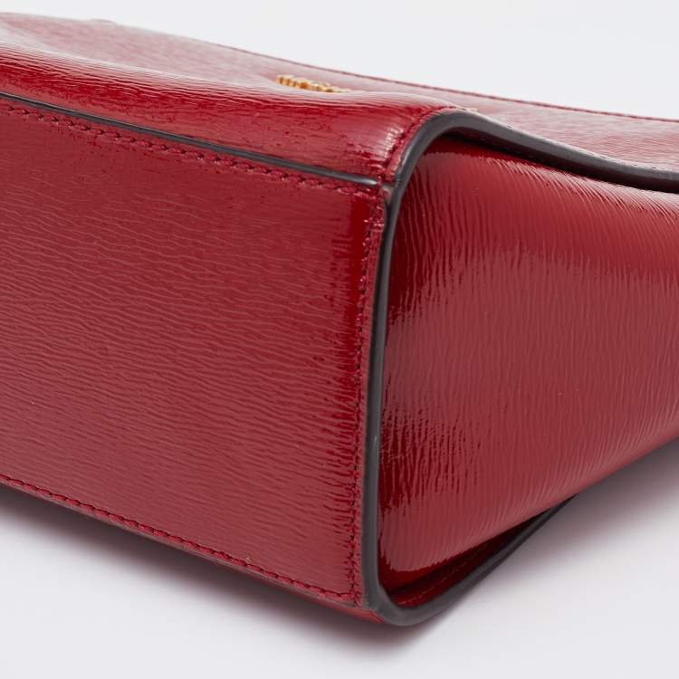 Pre Owned MICHAEL Michael Kors Red Patent Leather Small Selma Shoulder Bag