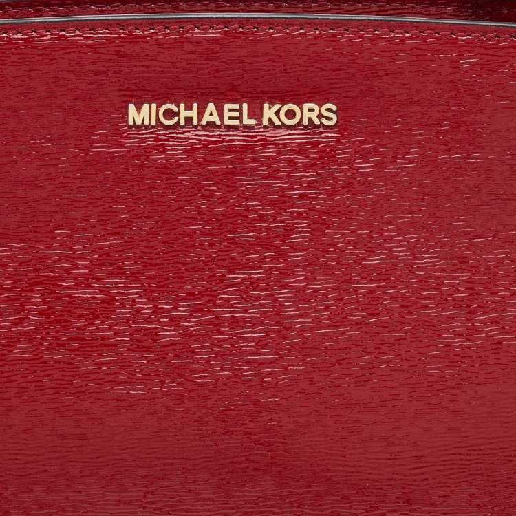 Pre Owned MICHAEL Michael Kors Red Patent Leather Small Selma Shoulder Bag