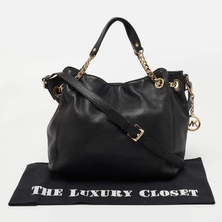 Pre Owned MICHAEL Michael Kors Black Grained Leather Chain Tote