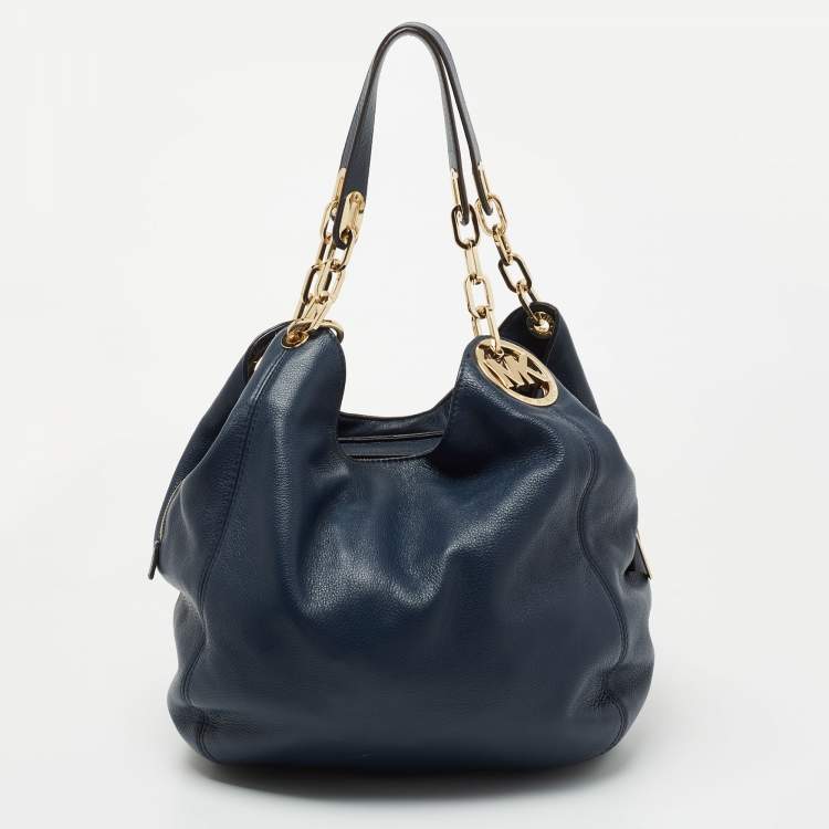 Pre Owned MICHAEL Michael Kors Blue Leather Fulton Shoulder Bag