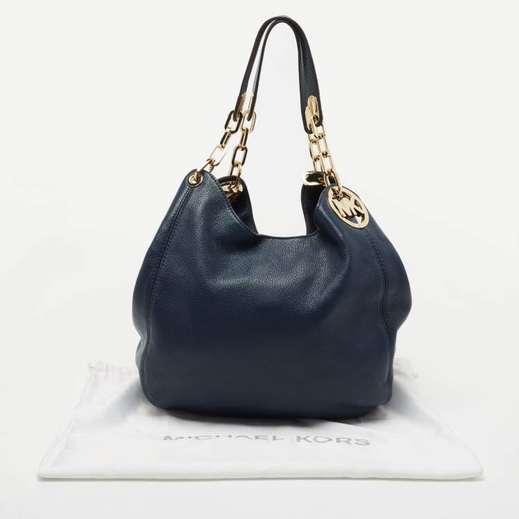 Pre Owned MICHAEL Michael Kors Blue Leather Fulton Shoulder Bag