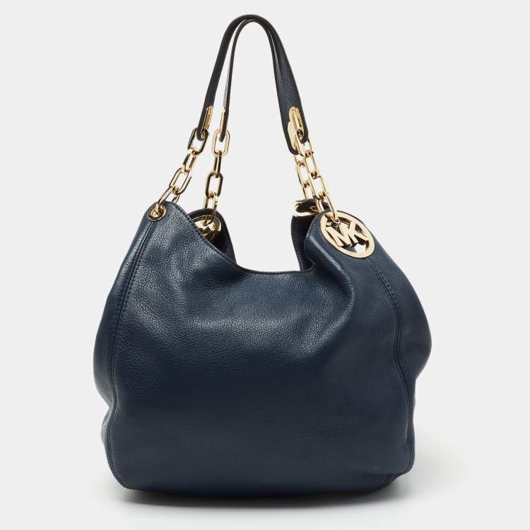 Pre Owned MICHAEL Michael Kors Blue Leather Fulton Shoulder Bag
