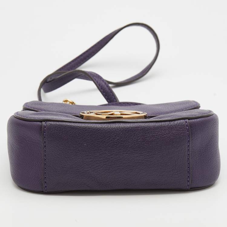 Pre Owned MICHAEL Michael Kors Purple Leather Fulton Crossbody Bag