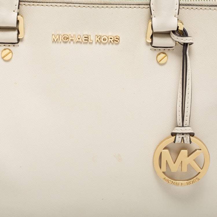 مملوكة مسبقًا MICHAEL Michael Kors Cream Saffiano Leather Medium Sutton Tote