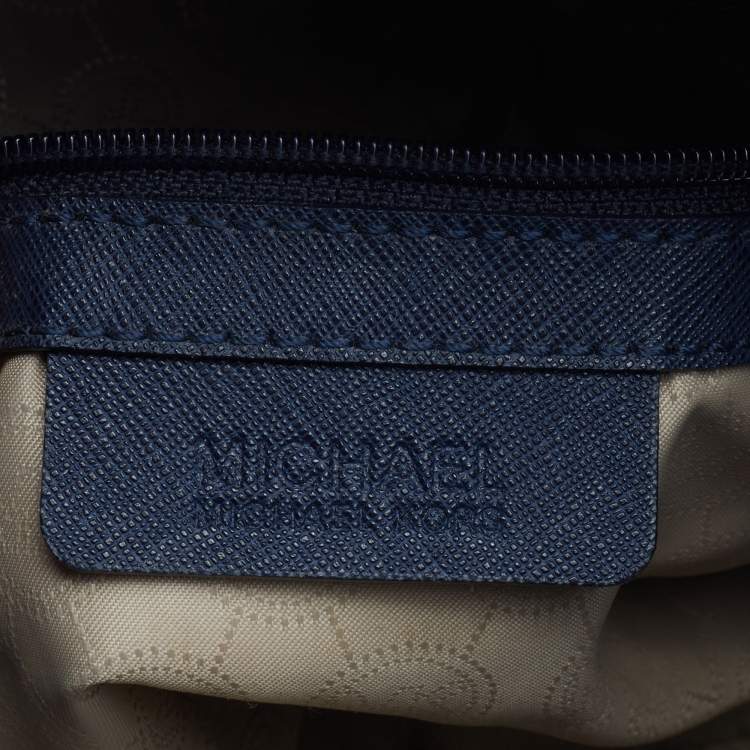 Pre Owned MICHAEL Michael Kors Navy Blue/White Leather Stripe Hamilton Tote