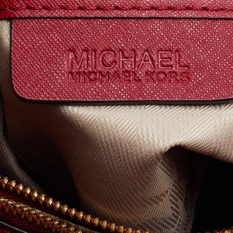 Pre Owned MICHAEL Michael Kors Burgundy Saffiano Leather Cynthia Tote
