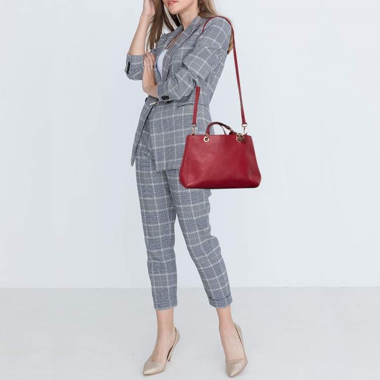 Pre Owned MICHAEL Michael Kors Burgundy Saffiano Leather Cynthia Tote