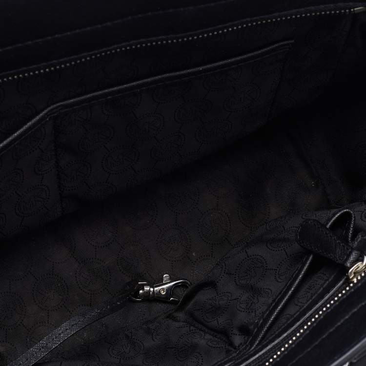 Pre Owned MICHAEL Michael Kors White/Black Leather Selma Satchel